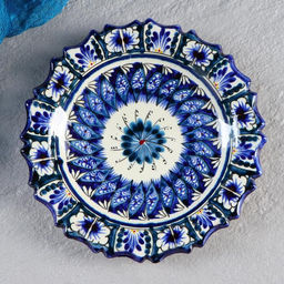 Тарелка узбекская Риштанская Керамика «Цветы», d=17 см, рельефная, МИКС