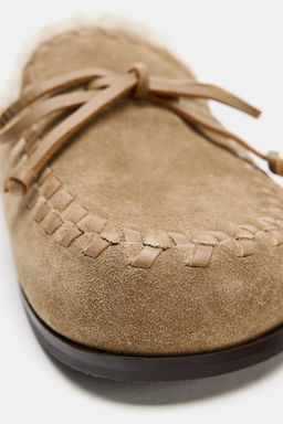 LEATHER SHEARLING EFFECT CLOGS - Zara фото 14