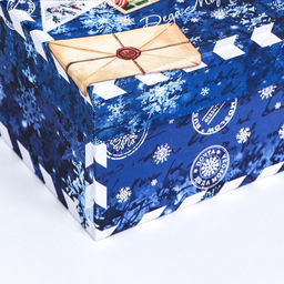 Коробка подарочная новогодняя «Посылка синяя», 19×19×10 см