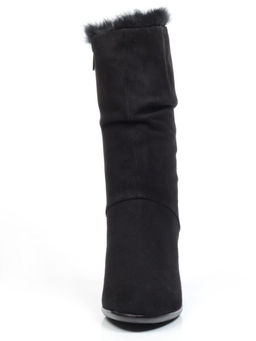 F16-181M BLACK Полусапоги зимние женские (натуральная замша, натуральный мех (полностью))