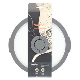 51092 WERNER Крышка стеклянная IMOLA 24см с силиконовым ободком и складной нейлоновой ручкой. Цвет: серый. Материал: закаленное стекло, силикон, нейлон  фото 3