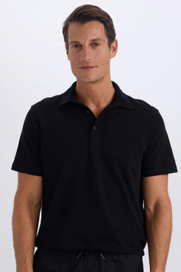Regular Fit Pamuklu K?sa Kollu Basic Duz Polo Tisort - Defacto фото 4