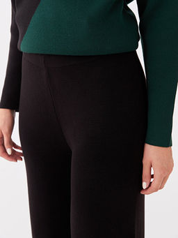 Beli Lastikli D?z Geni? Pa?a Kad?n Triko Pantolon