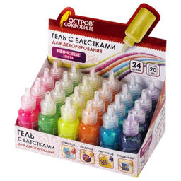Цена за 24 шт. Гель с блёстками "Остров сокровищ", 20мл, неон, МИКС