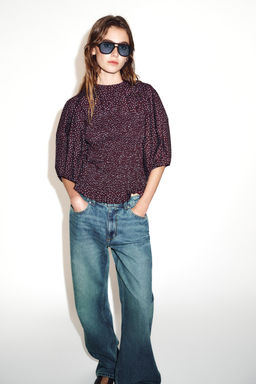 POLKA DOT BLOUSE WITH PUFF SLEEVES - Zara фото 5