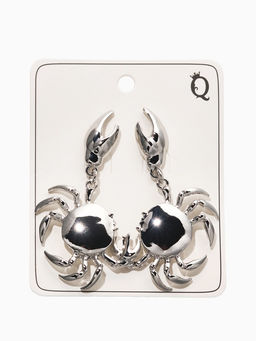 Серьги "Краб", цвет серебро