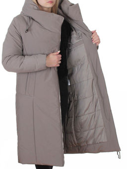 M-9102 GRAY/BEIGE Пальто зимнее женское (верблюжья шерсть, 120 гр. холлофайбер)