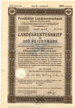 Облигация 4,5% 200 рейхсмарок 1937 года Германия