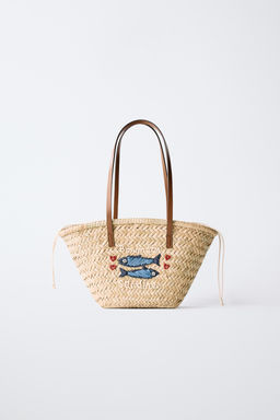 SHOPPER RAFIA PECES / Blanco Crudo