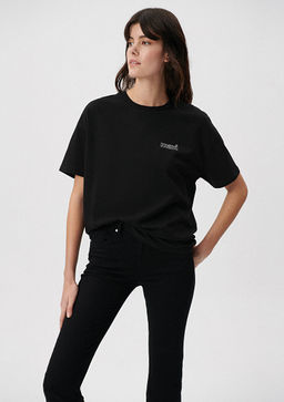 Mavi Logo Bask?l? Siyah Tisort