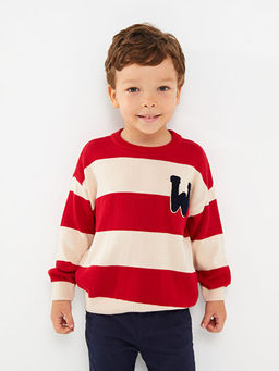 Bisiklet Yaka Uzun Kollu ?izgili Erkek Bebek Triko Kazak