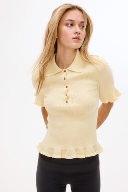 Top en punto de canal? con cuello camisero - H&m фото 4