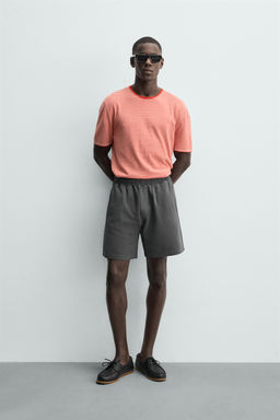 BERMUDA PIQU? REGULAR FIT LAVADO / Gris antracita