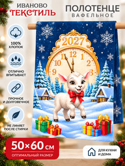 Полотенце 50*60 см вафельное (Козочка 2027)