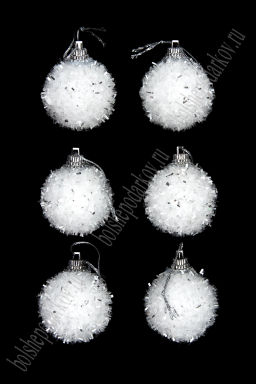 Набор новогодних шаров 4 см (6 шт) SF-8036, белый