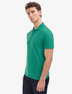 Ye_il Slim Fit %100 Pamuk K_vr_lmaz Polo Yaka Basic Ti__rt