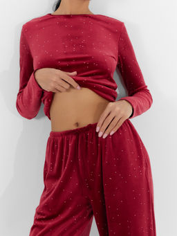 Комплект домашний женский велюровый бордовый - Mark formelle фото 7