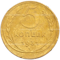 Монета 5 копеек 1931 года