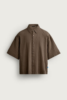 CAMISA BOXY FIT JACQUARD RAYAS / Marr?n - Zara фото 6