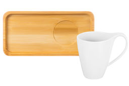 Чашка 400 мл 13,5*9*11,5 см Айсберг с бамбуковым блюдцем для десерта 21*10,5*1,5 см - Elan gallery фото 13