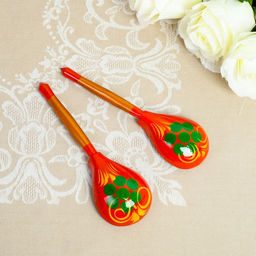 Цена за 2 шт. Ложка деревянная Краснушка, полубасок, красный фон - Simaland фото 2