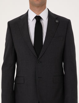 Antrasit Slim Fit %100 Y_n _izgili Tak_m Elbise