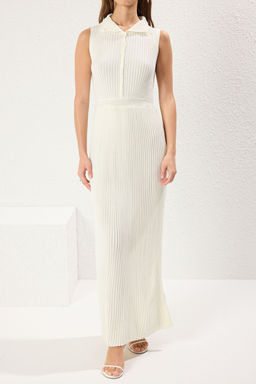 Trendyolmilla Kemik Duz Regular Bel Kemer Detayl? Fitilli Triko Elbise TWOSS25EL00487  фото 3