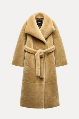 ZW COLLECTION BELTED FAUX FUR COAT - Zara фото 8