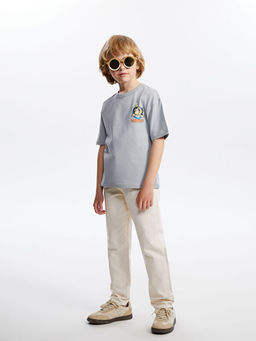 Bisiklet Yaka Nostaljik Maymun Bask?l? Erkek ?ocuk Ti??rt