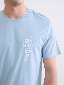 Bisiklet Yaka Bask?l? Erkek Ti??rt