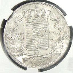 5 франков 1821 года W Франция (в слабе CPRC MS 62)