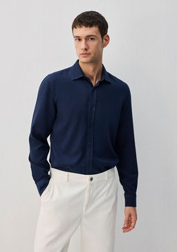 Lacivert Tencel TM Lyocell Gomlek