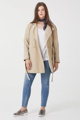 Плащ летний короткий большого размеры бежевый