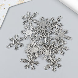 Декор для творчества металл «Снежинка игольчатая» набор 15 шт. серебро 2×2.5 см