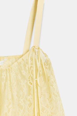 TOP SATINADO ENCAJE ZW COLLECTION / Amarillo claro - Zara фото 8