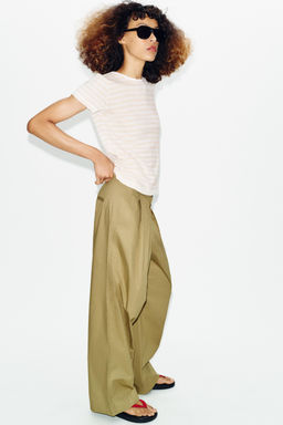 CAMISETA MANGA CORTA CON LINO / rayas - Zara фото 4