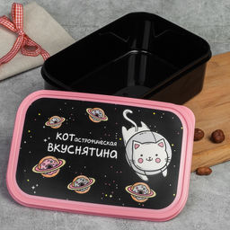 Ланч - бокс прямоугольный Котастрофическая вкуснятина, 1200 мл
