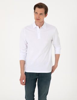 Beyaz Slim Fit K_vr_lmaz Polo Yaka Basic Pike Sweatshirt - Pierre cardin фото 3