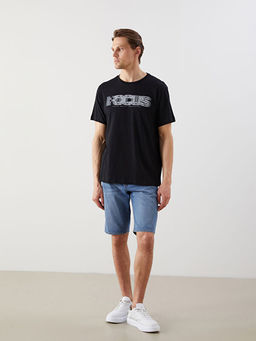 Bisiklet Yaka Bask?l? Erkek Ti??rt