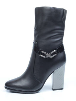 YF189-060M BLACK Полусапоги зимние женские (натуральная кожа, натуральный мех (еврозима))