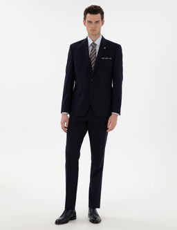 Lacivert Slim Fit Y_n Tak_m Elbise