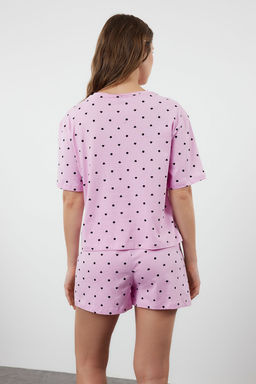 Trendyolmilla Beyaz %100 Pamuklu Puantiyeli ve Kalpli Sortlu Orme Pijama Tak?m? THMSS21PT1485 фото 69