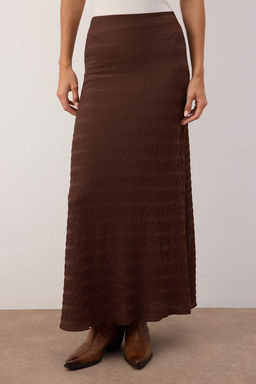 Kahverengi Dokulu A-line/Can Ac?lan Esnek Orme Etek TWOAW26ET00094 - Trendyolmilla фото 3