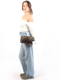 LACCOMA косметичка Лолита-леопард коричневый эко кожа хлопок  фото 2
