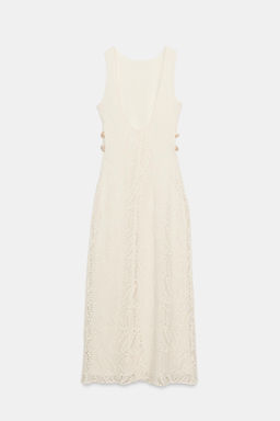 VESTIDO MIDI CROCHET CUT OUT ABALORIOS / Blanco roto - Zara фото 8