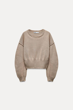 PLAIN KNIT SWEATER WITH VOLUMINOUS SLEEVES - Zara фото 5