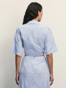 Укороченная рубашка с цветочным принтом / Zarina  фото 5