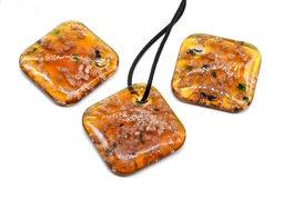 Подвеска муранское стекло ромб 50*50мм цв.коньячный