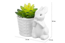 Кашпо Elan Gallery Зайчонок с цветком керамика 11×7,5×10 см  фото 3
