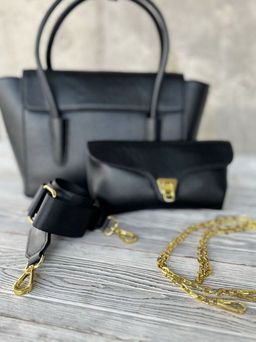 Женская кожаная сумка с клатчем 509286 Блек